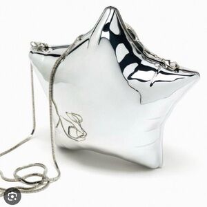 ZARA  Silver Star BOX CLUTCH Crossbody